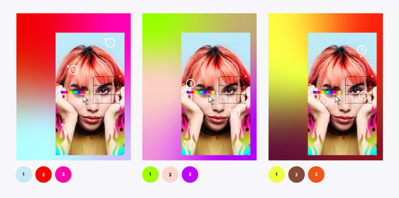 color gradients shown in picsart photo editing software