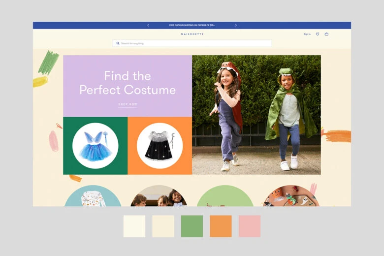 Kids clothing website color schemes