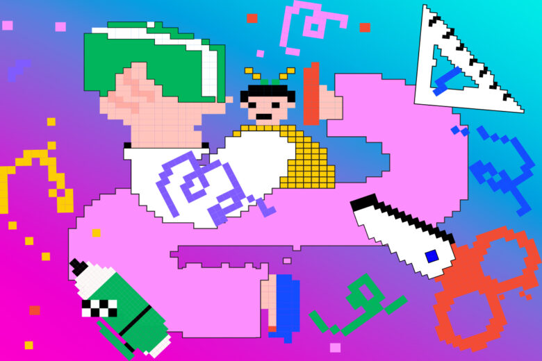 retro pixelated school zoom background