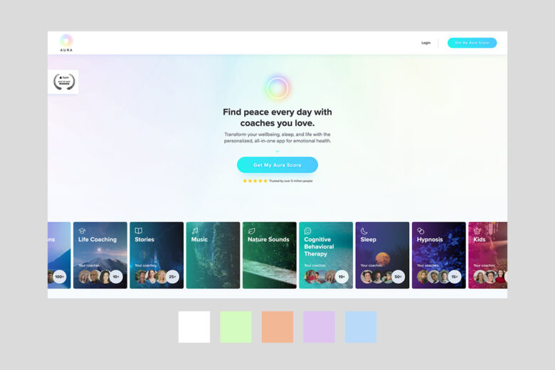 Meditation app website color schemes