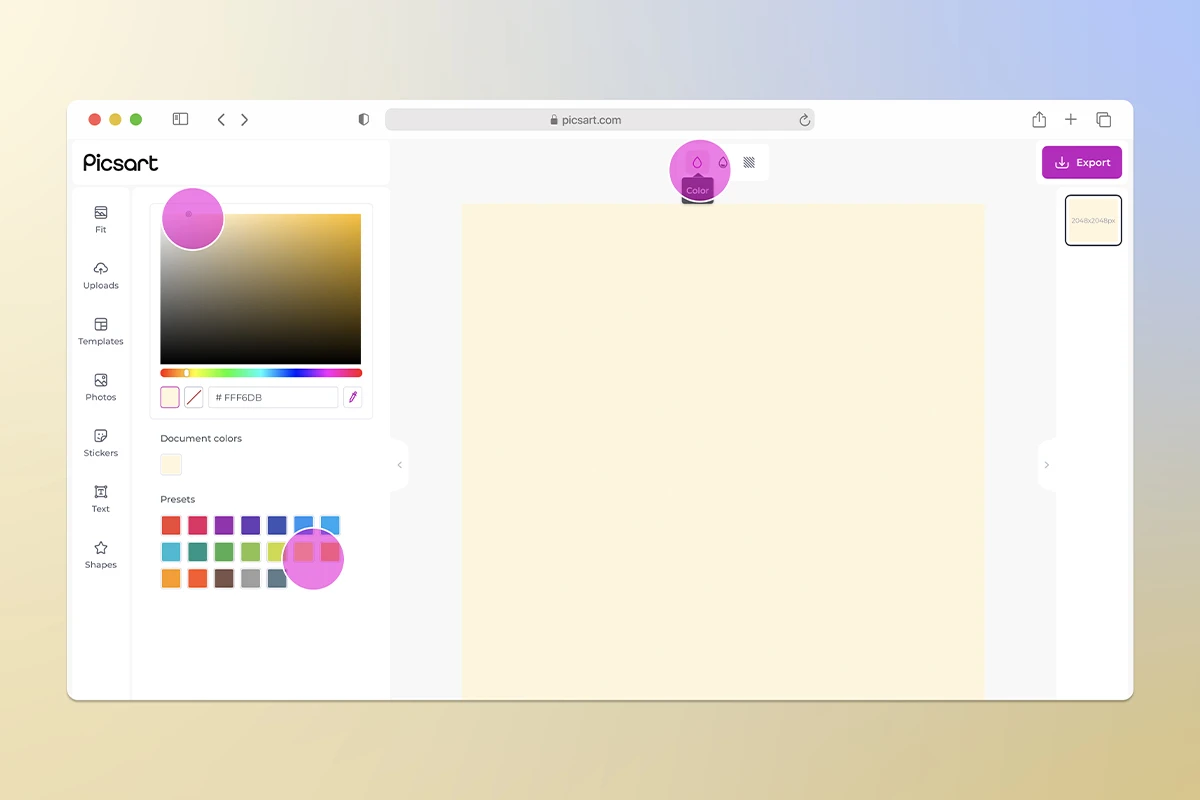 how to set a background color on a party invite