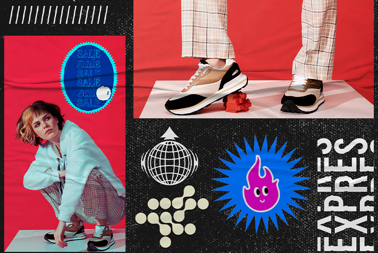 collage of modern nostalgia design elements