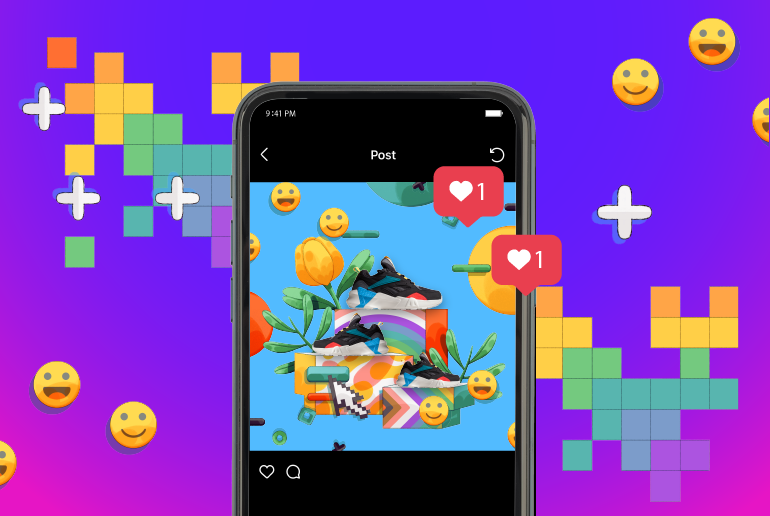 picsart x mojo wang sticker used to design a social media graphic