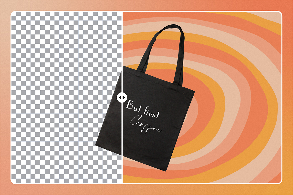image of a tote bag with an orange background removed