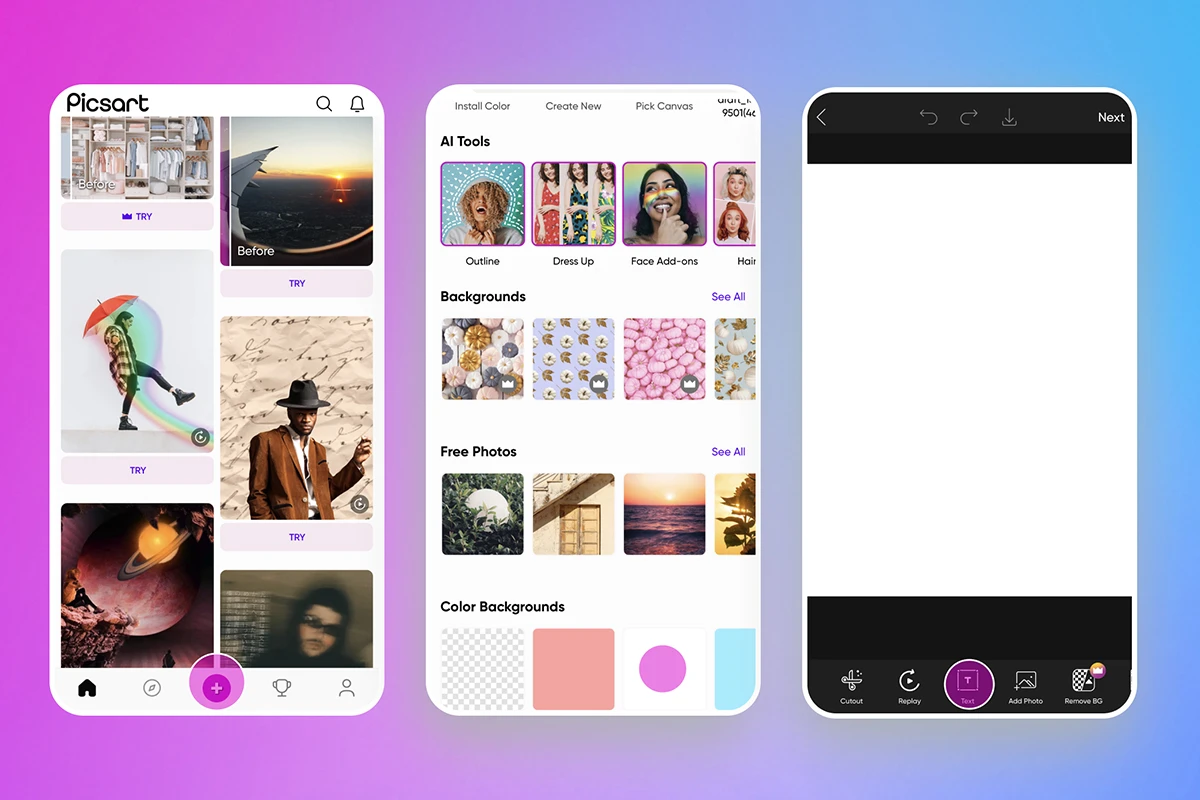 how to start a new design project in picsart app