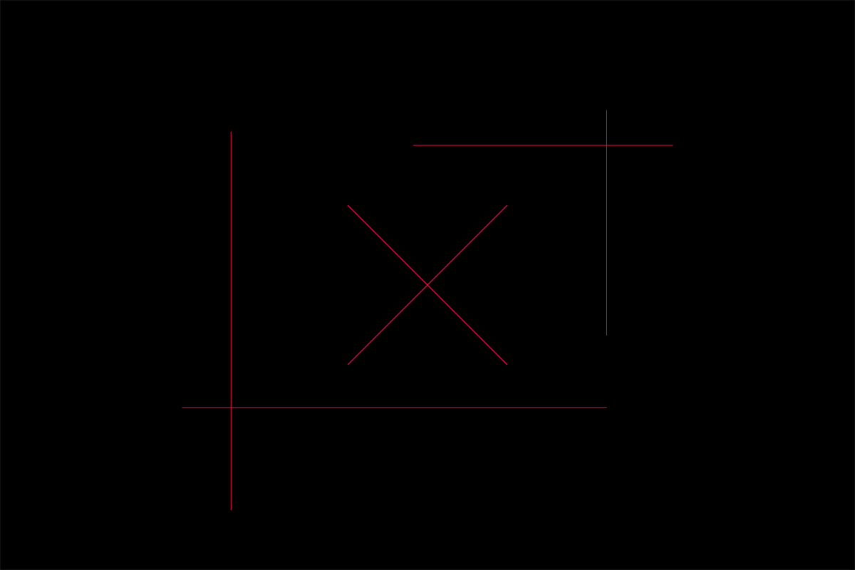 red cross shape logos on a black background