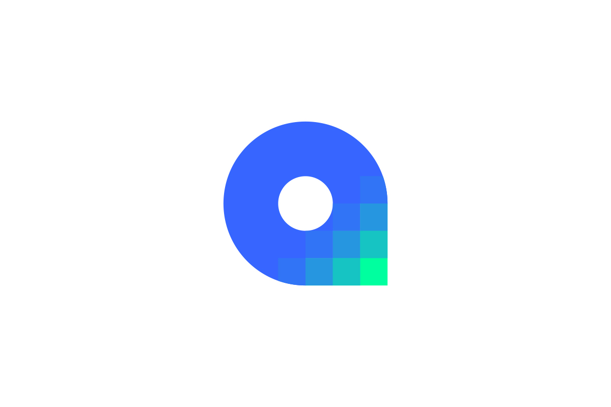 blue and green symmetrical geometric logo