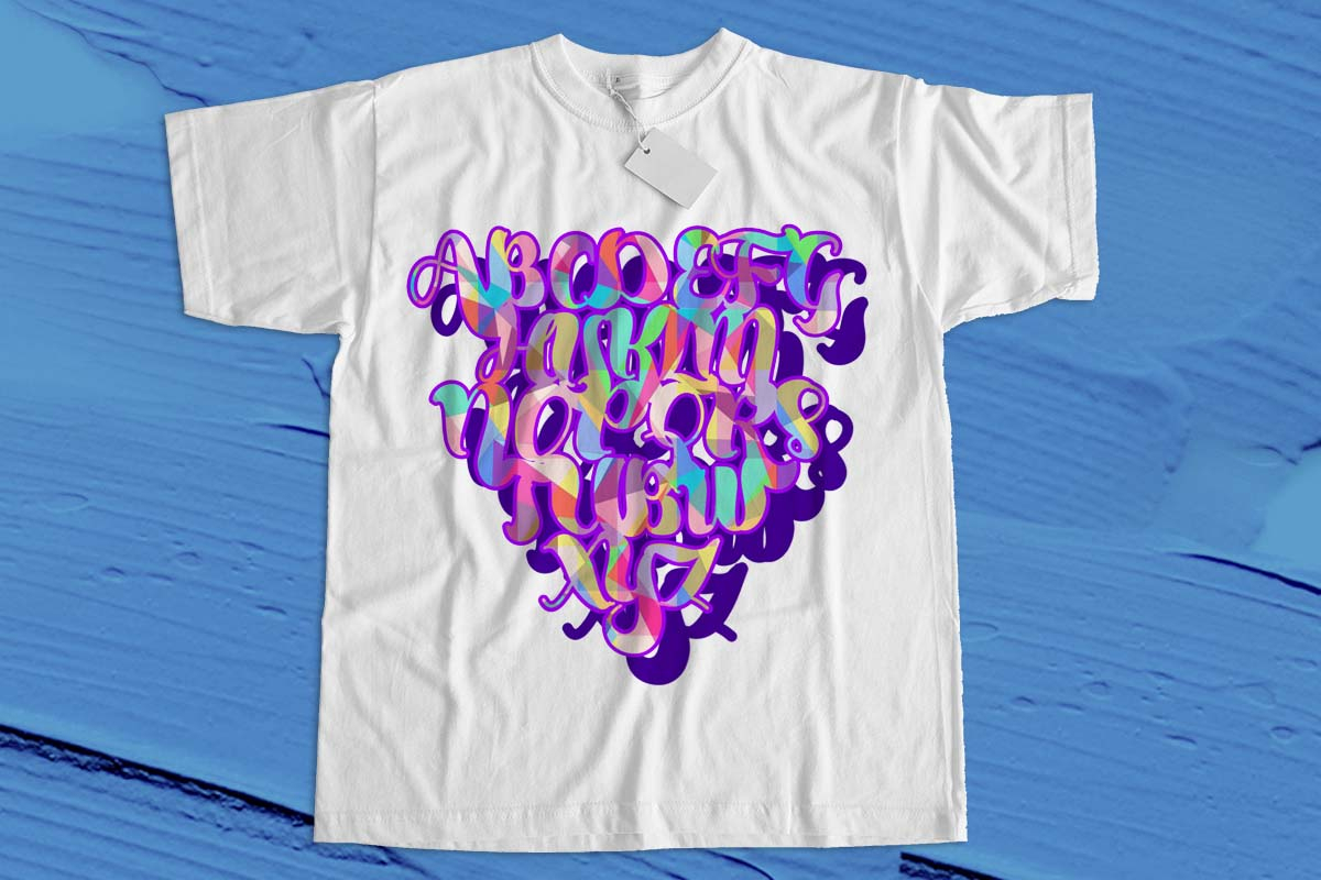 rainbow stylized alphabet custom t-shirt design 