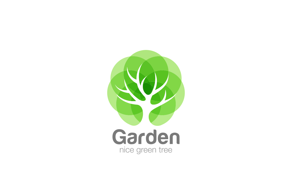 green tree garden themed organic logo