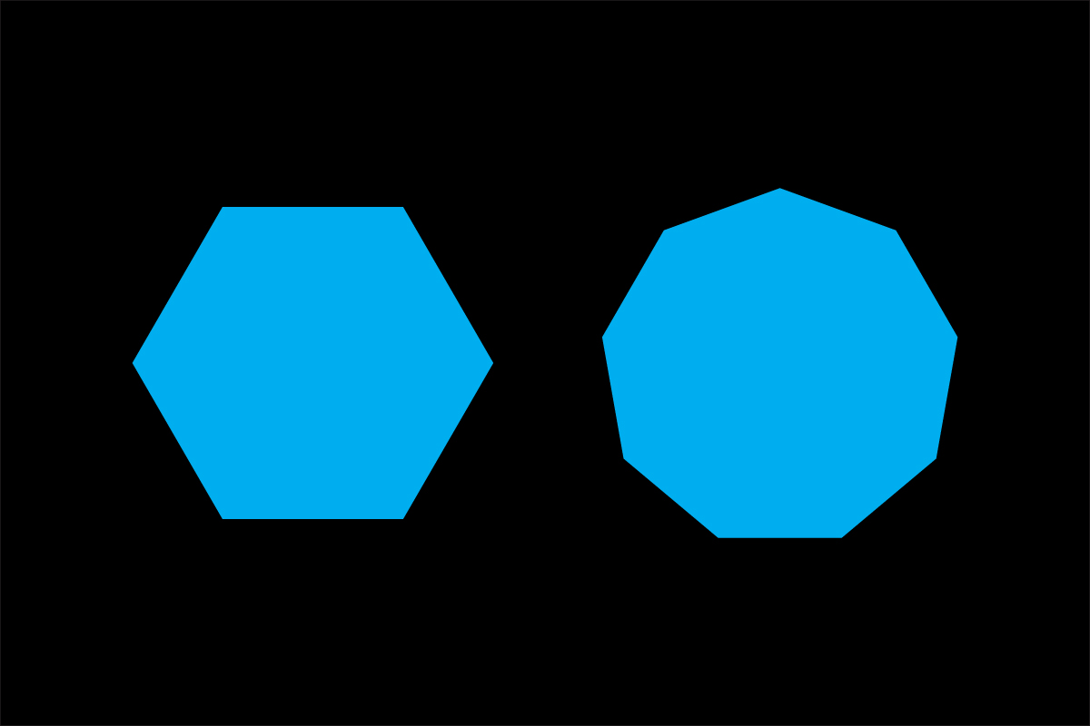 blue polygon shape logo examples on a black background