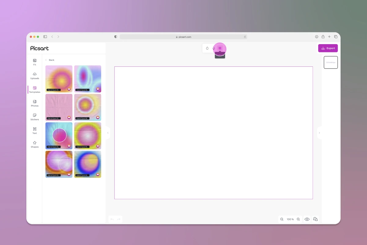 how to use a template in picsart web