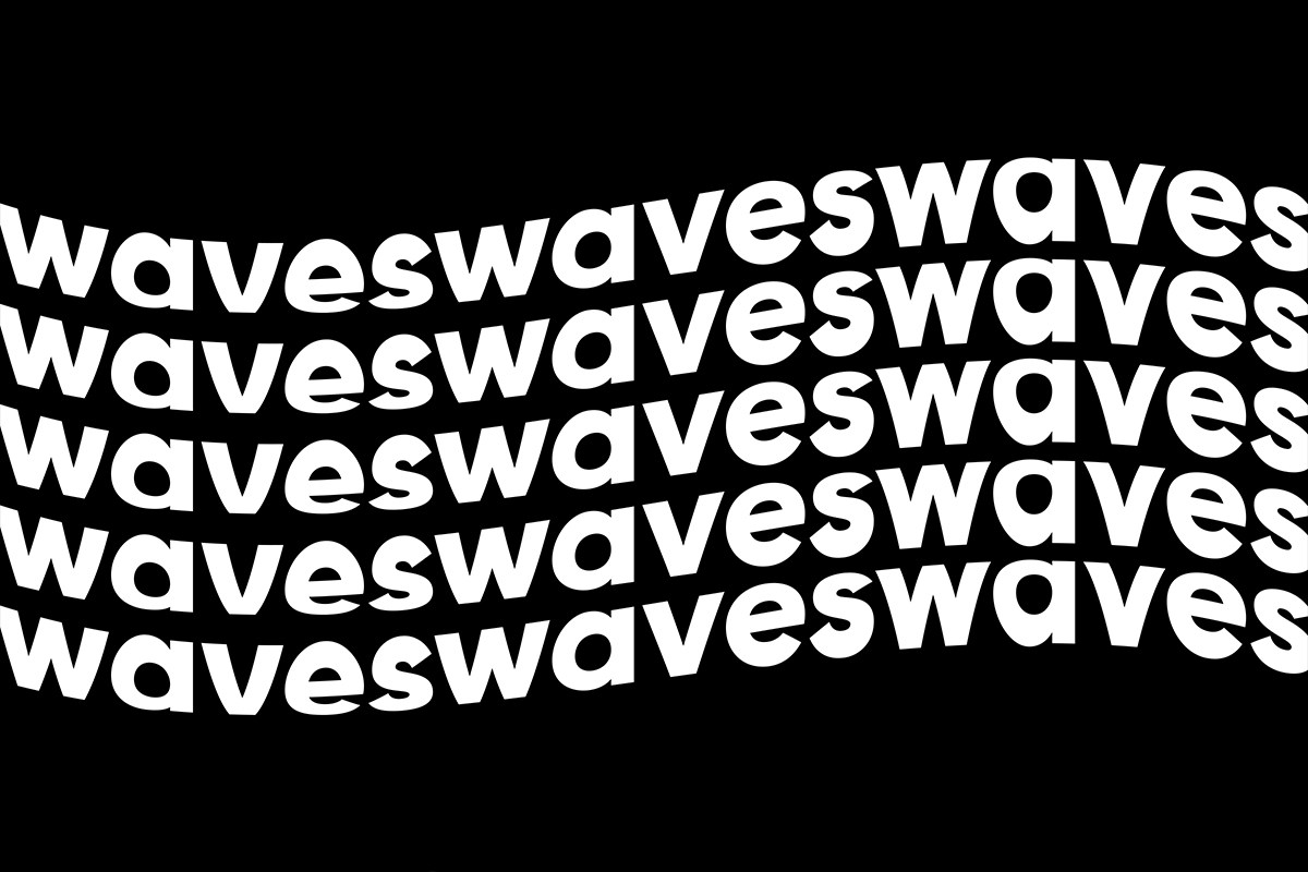 the word waves written in motion typography as stacked waves