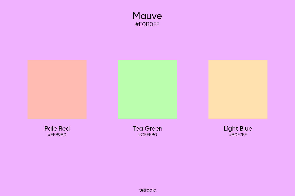 tetradic color chart for mauve