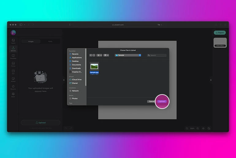 how to upload an image to edit in picsart
