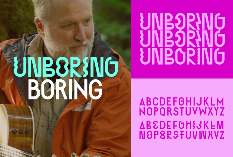 typeface lockup for unboring campaign