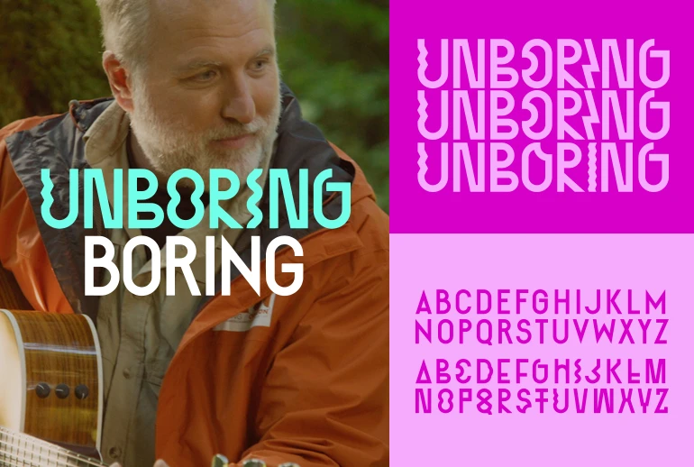 typeface lockup for unboring campaign