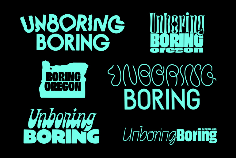 examples of a typeface lockup for unboring campaign 