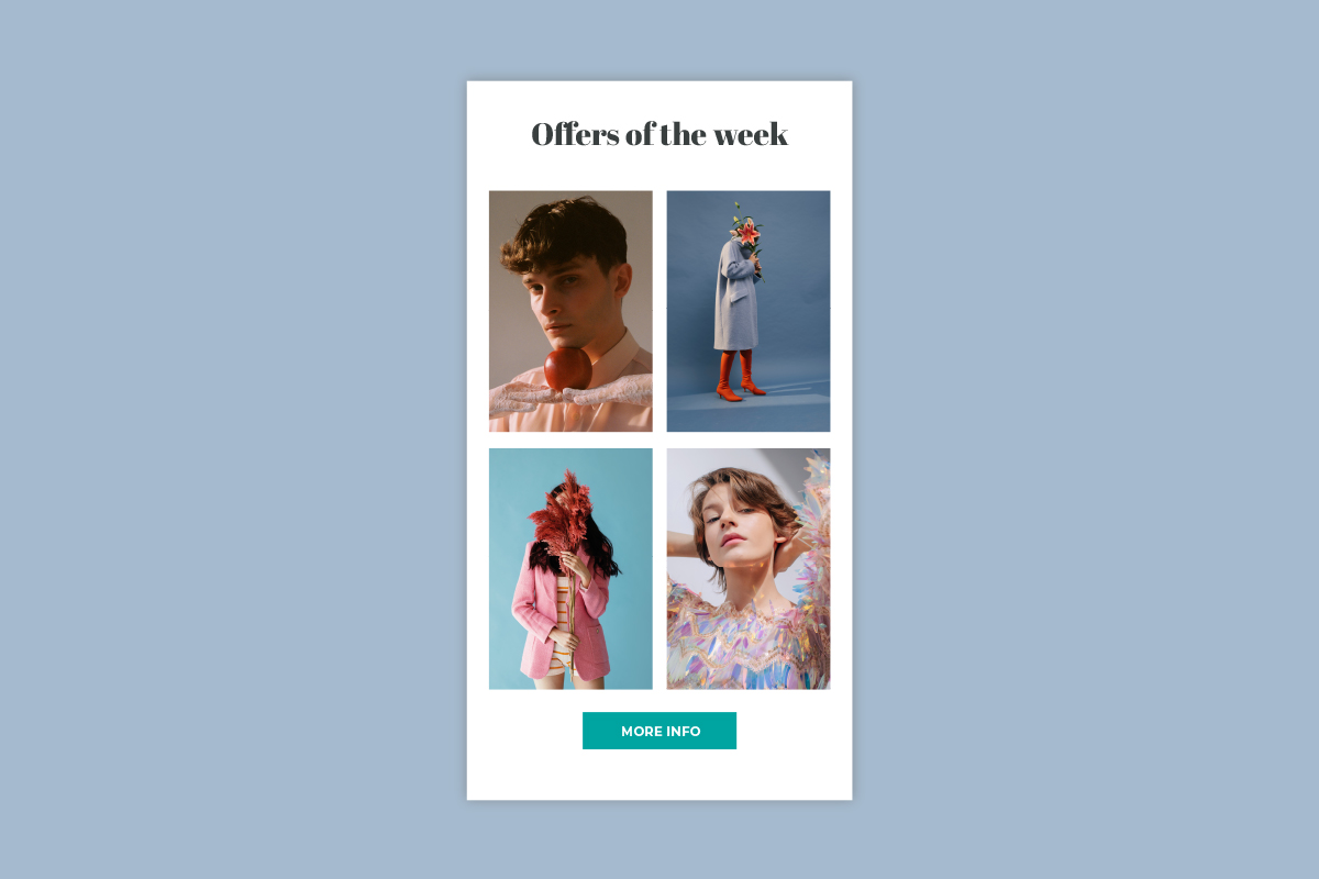 Instagram grid style layout for a newsletter