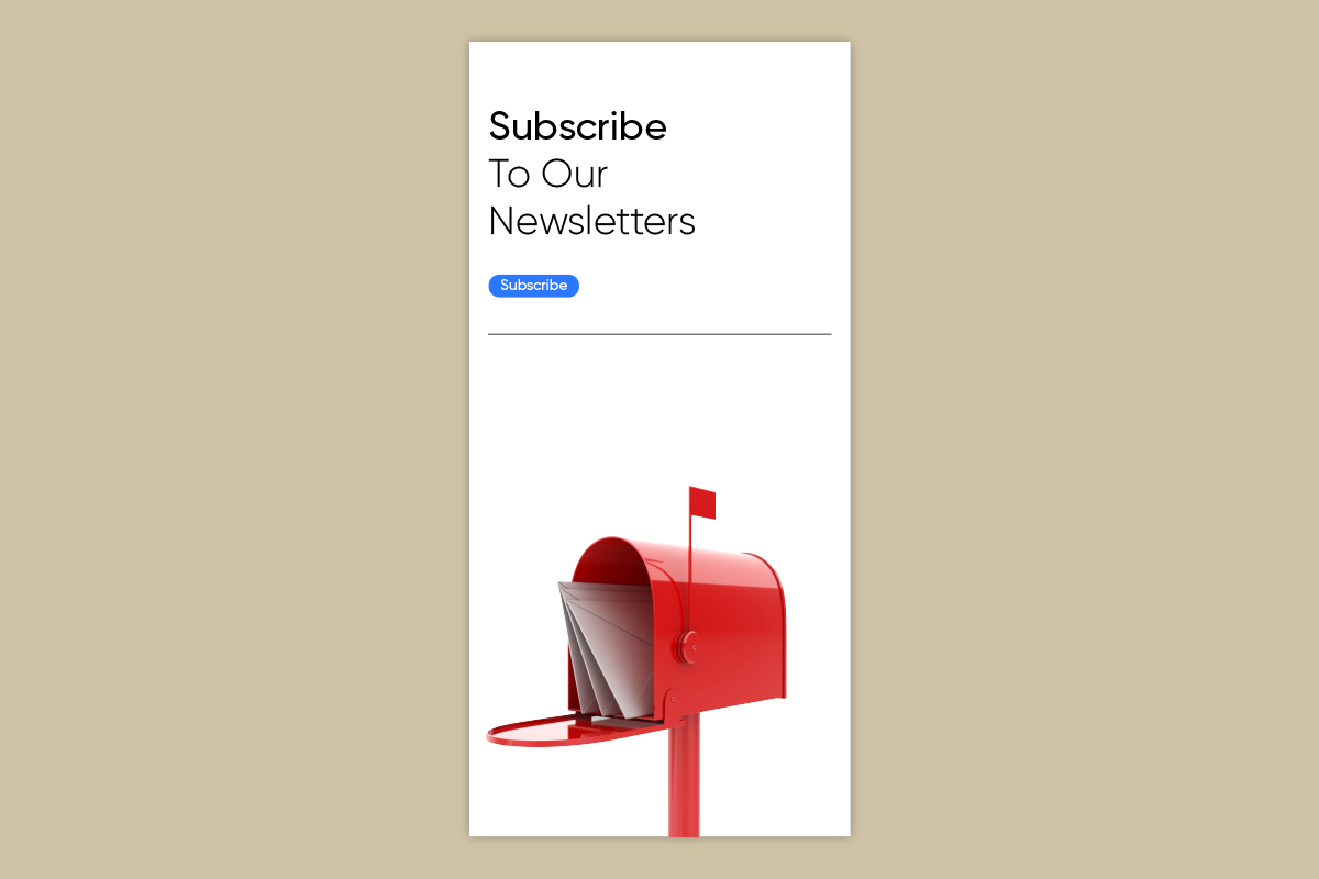 red mailbox on an minimalist email design