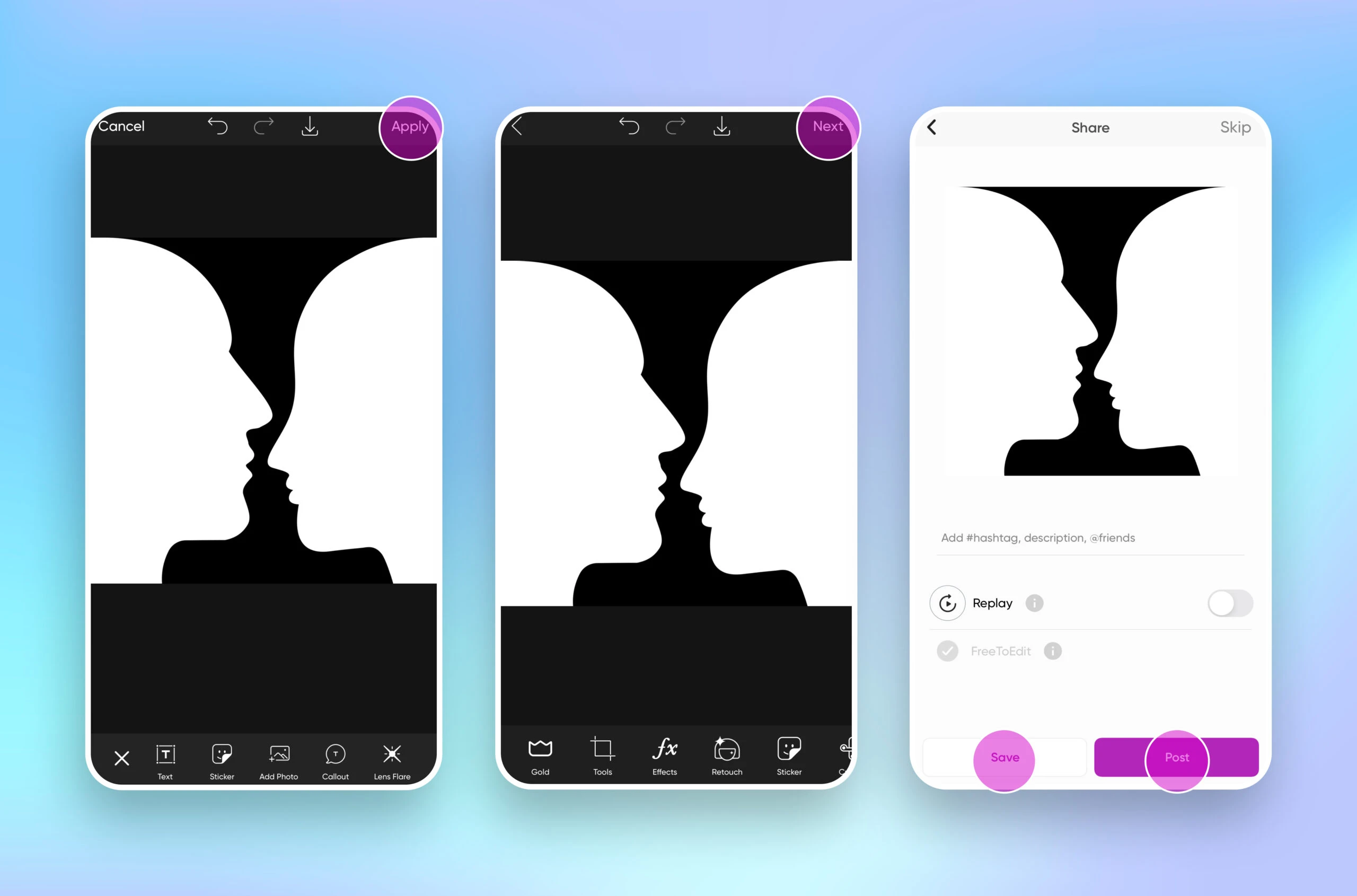 adding a sticker to a picsart edit