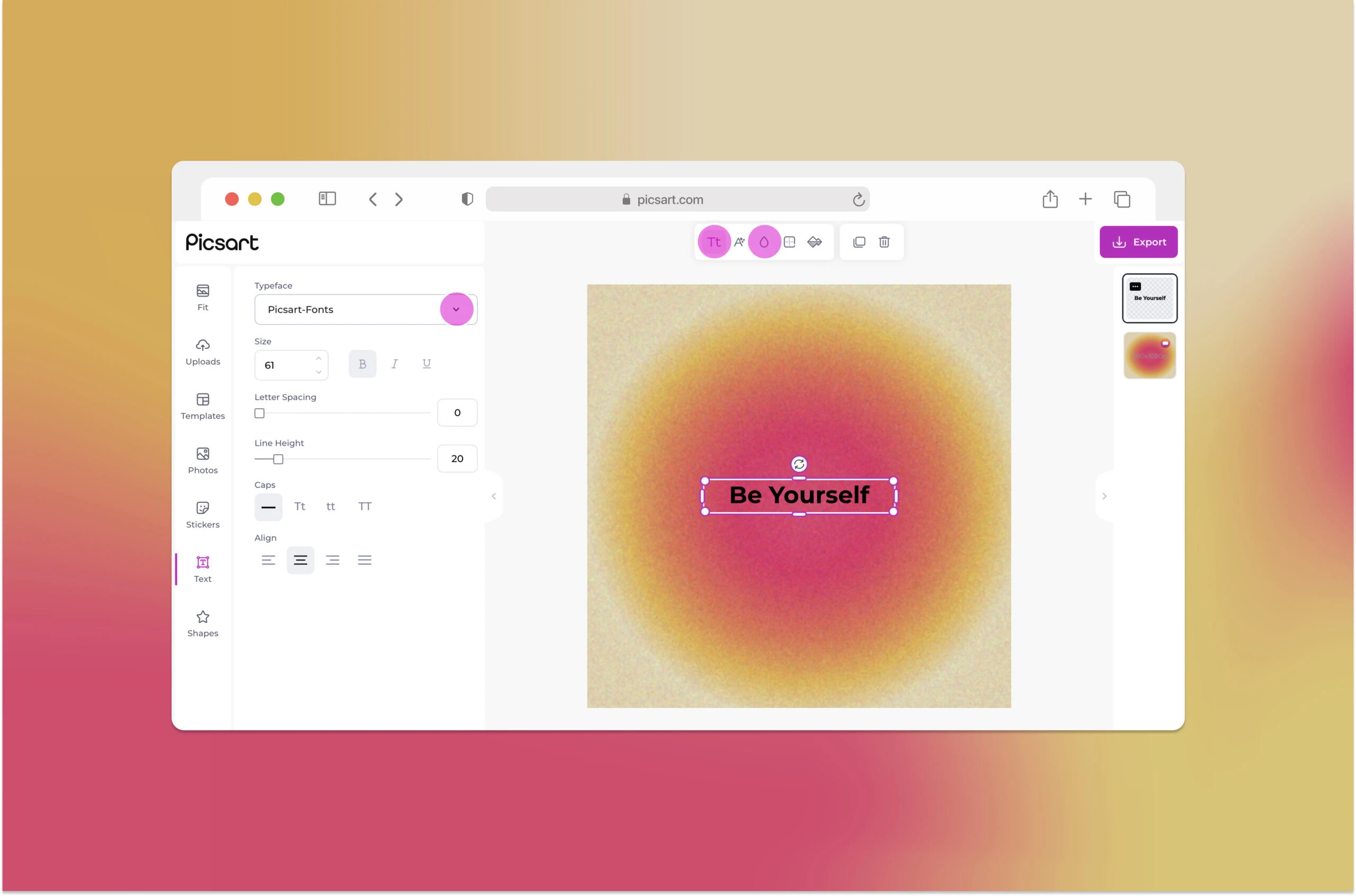 how to add text to a design in picsart web