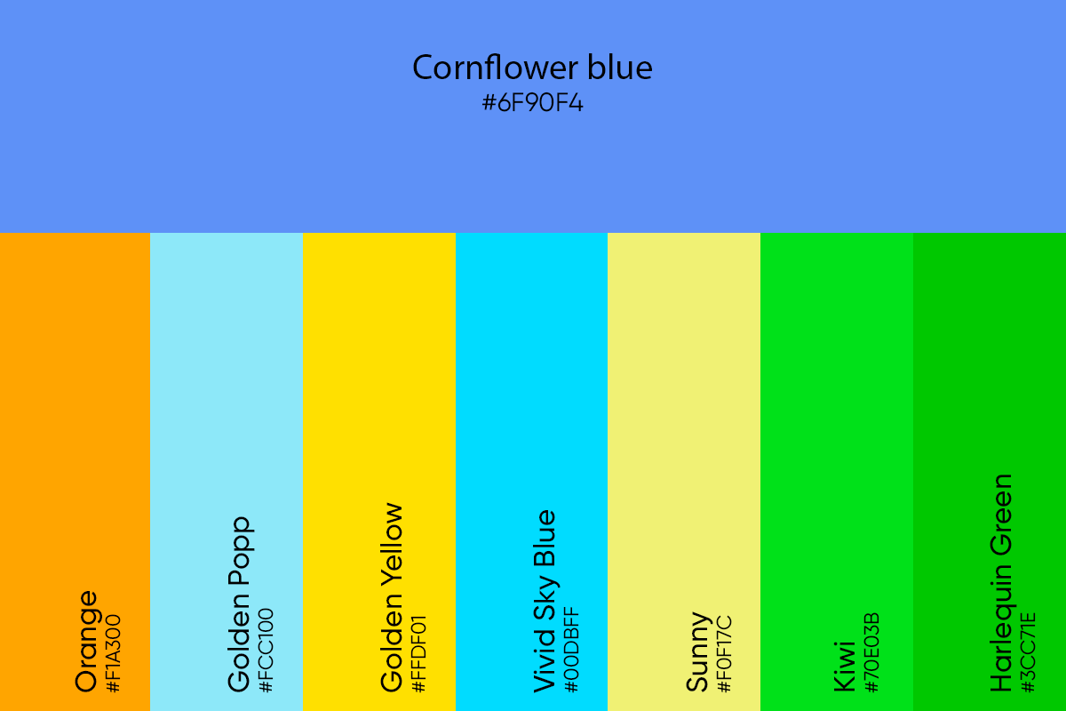 bright color palette using cornflower blue
