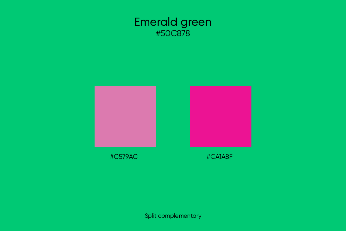 split complementary color for emerald green