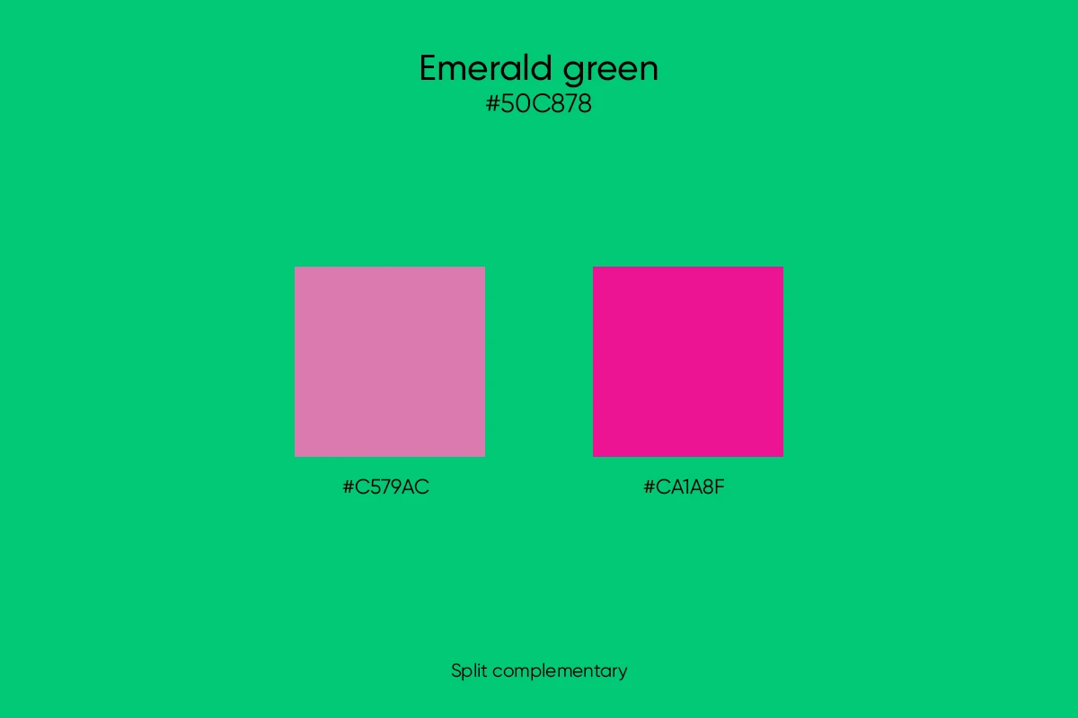 split complementary color for emerald green