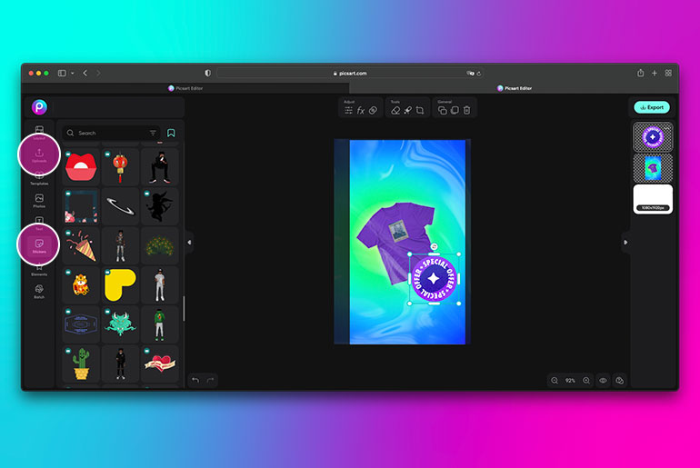 Create instagram story for tshirt business in picsart