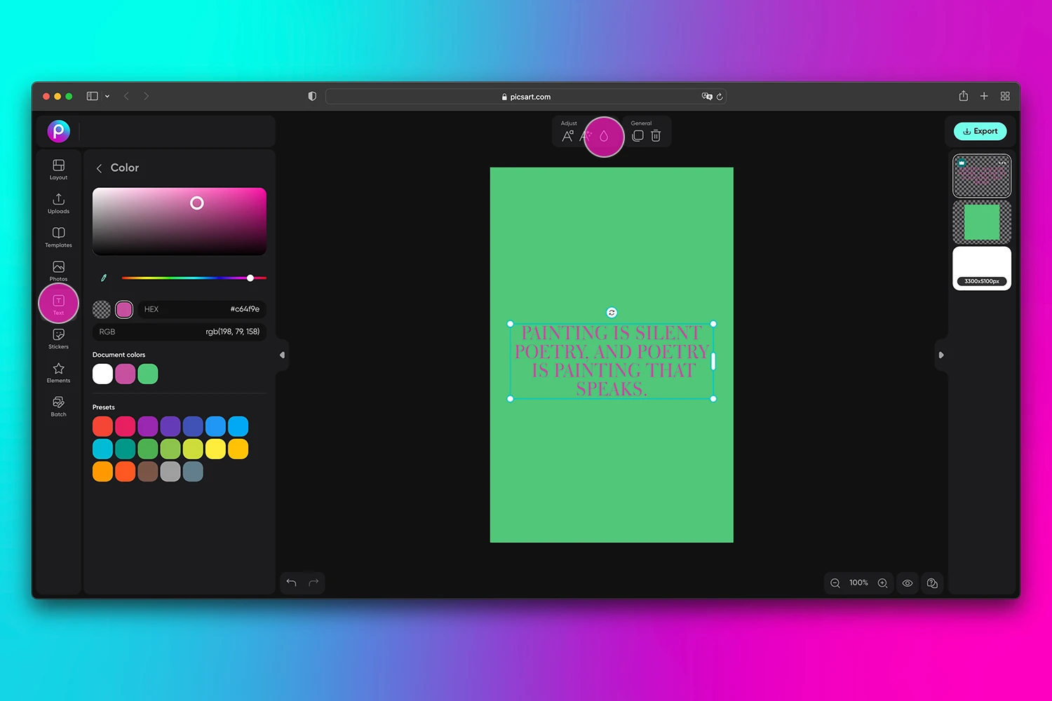 how to add text to a poster design in picsart