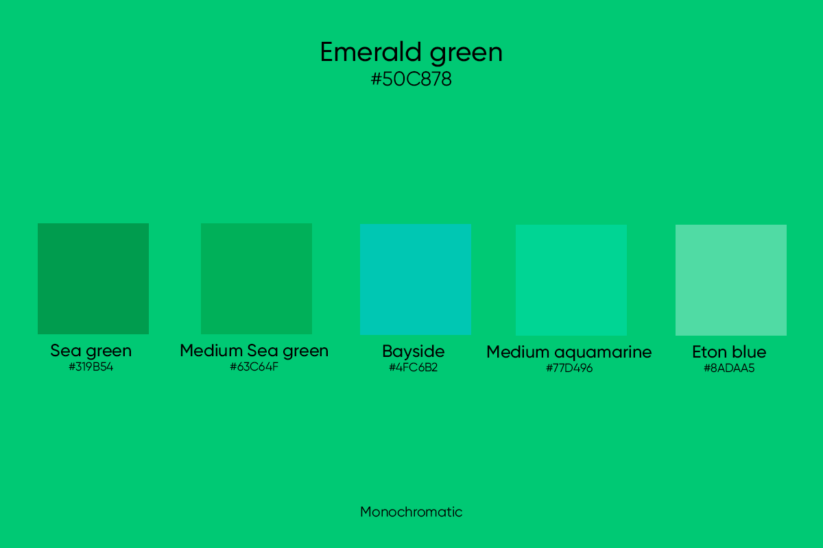 monochromatic colors for emerald green color