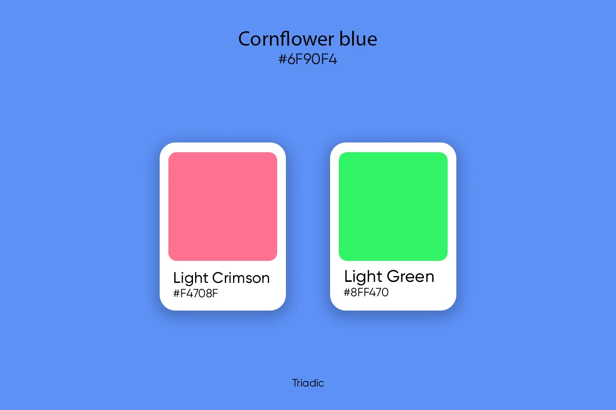triadic colors for cornflower blue hue