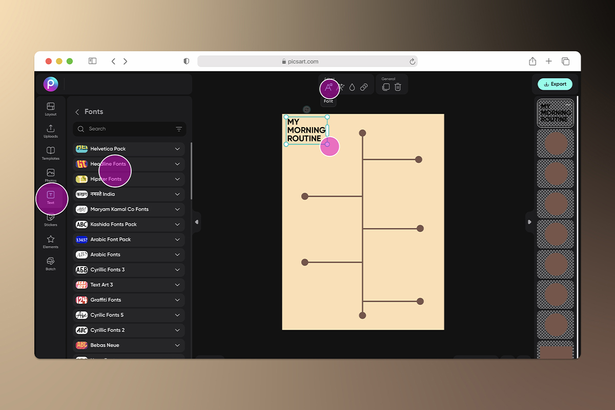 infographic tips on how to add text to a design in picsart