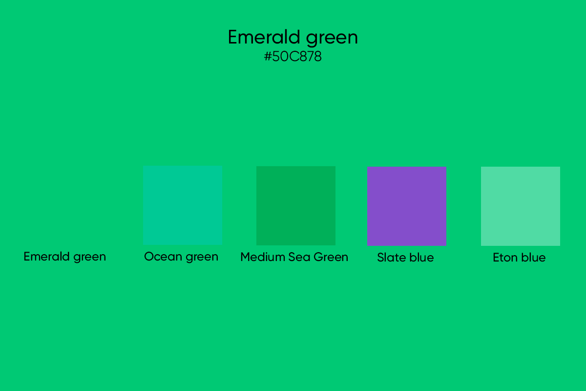 monochromatic color palette featuring emerald green color