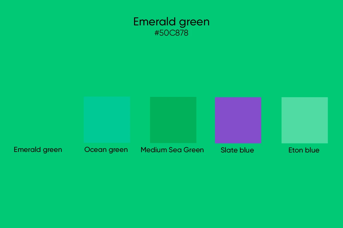 monochromatic color palette featuring emerald green color