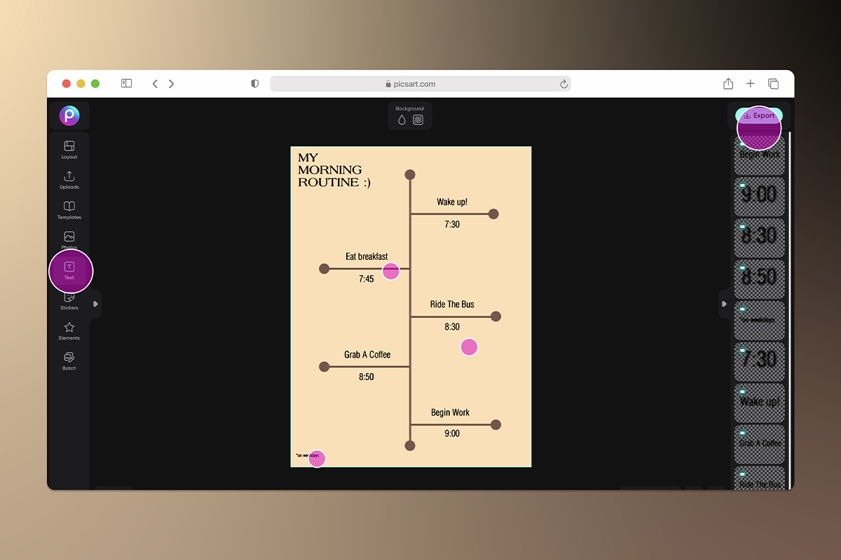 adding text to a minimalist timeline infographic