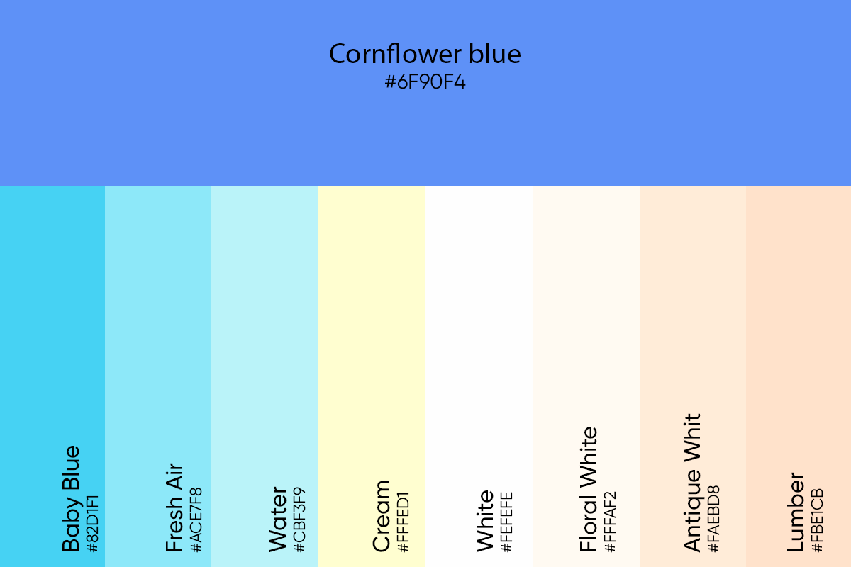 rain inspired color palette for cornflower blue color