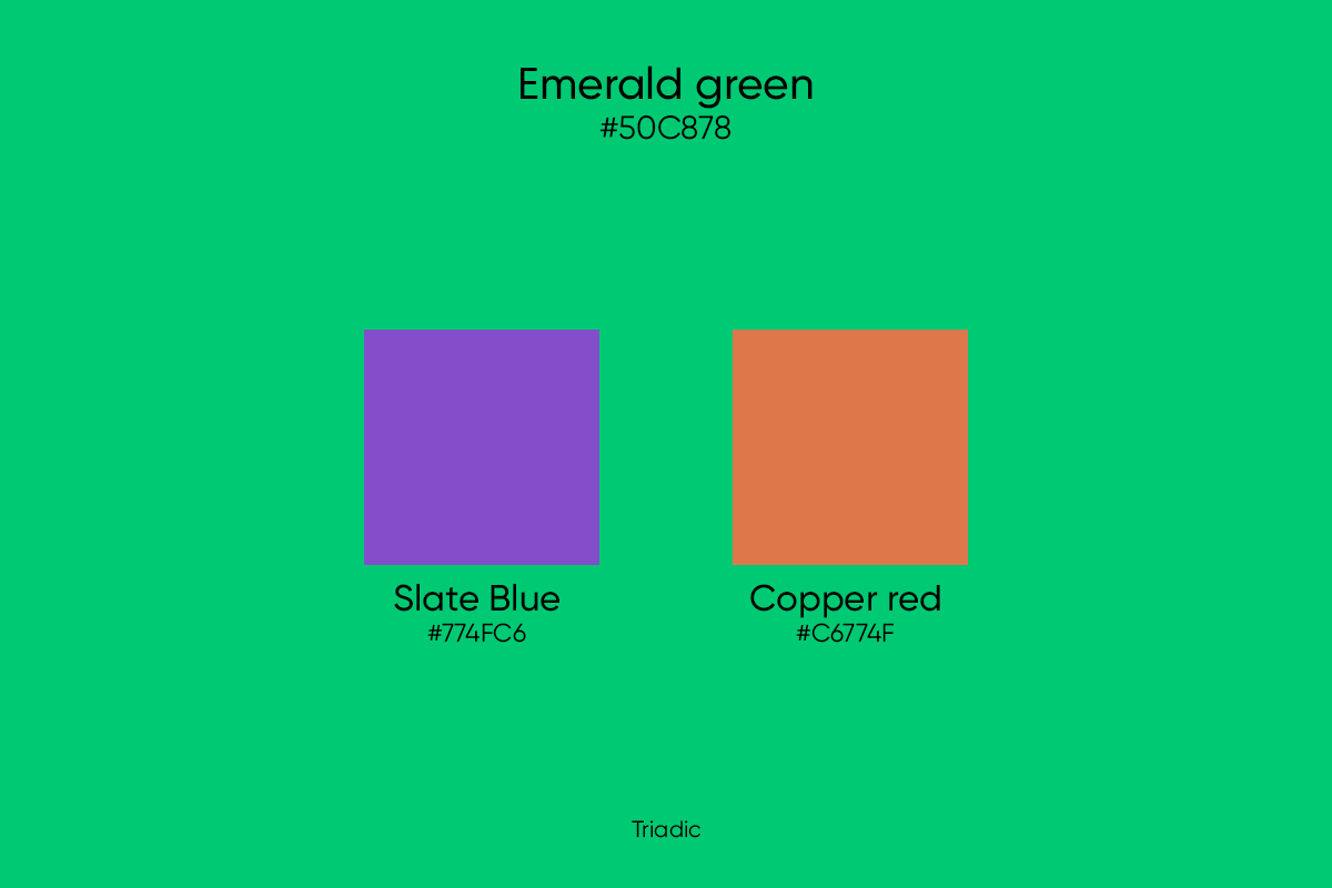 triadic colors for emerald green