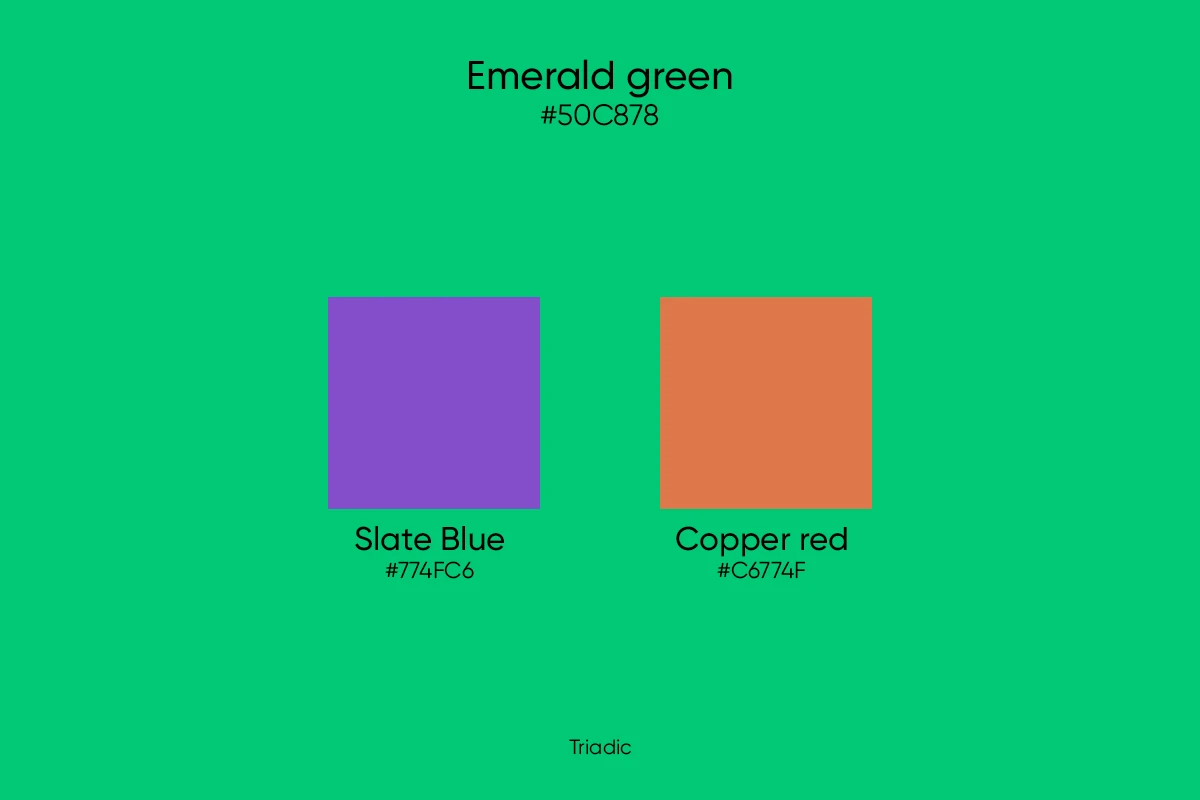 triadic colors for emerald green