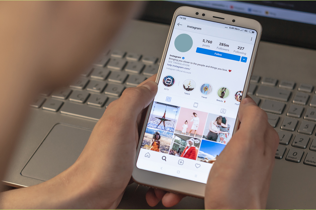 instagram account shown on a phone