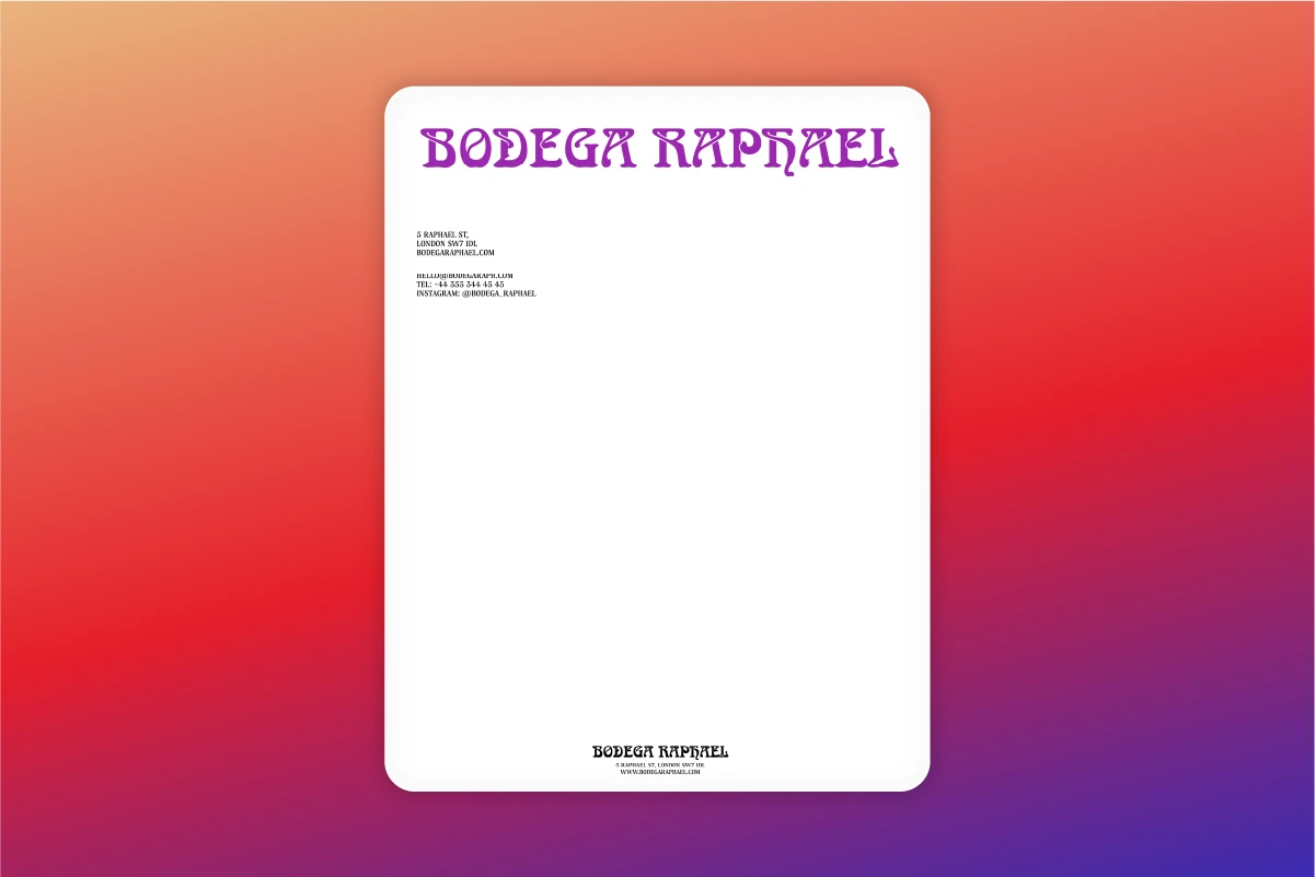 letterhead design featuring a purple script font 