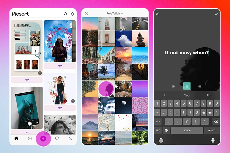 how to add text to an edit in picsart app