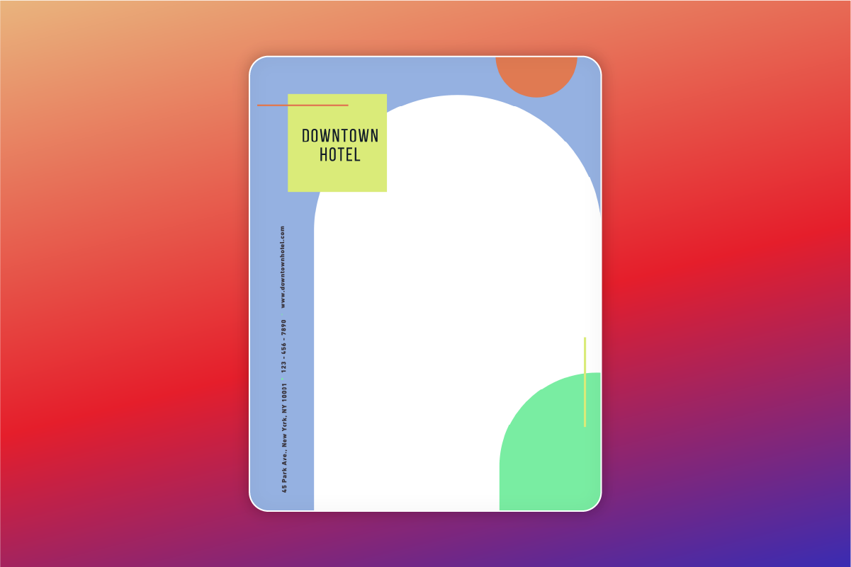 colorful letterhead with simple retro shapes
