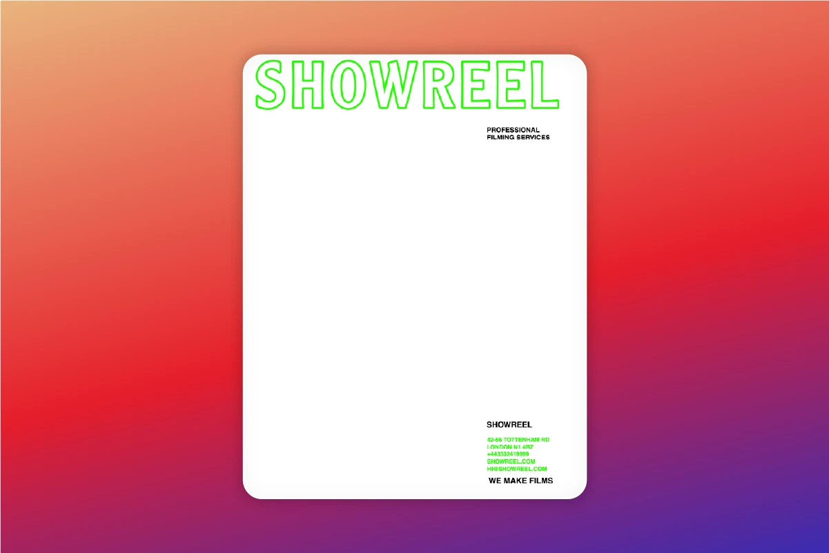 letterhead with a neon green logo on top