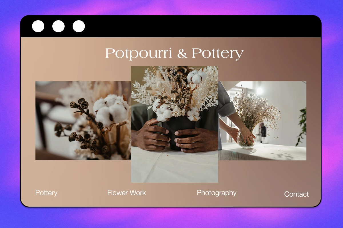 creative header example for a marketing portfolio