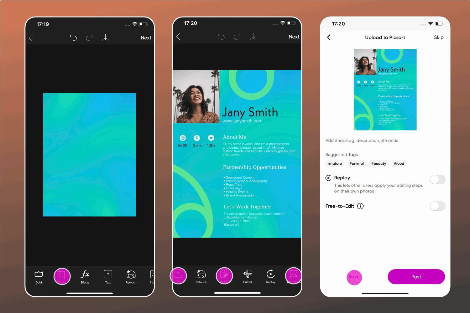 how to design a one page media kit in picsart app