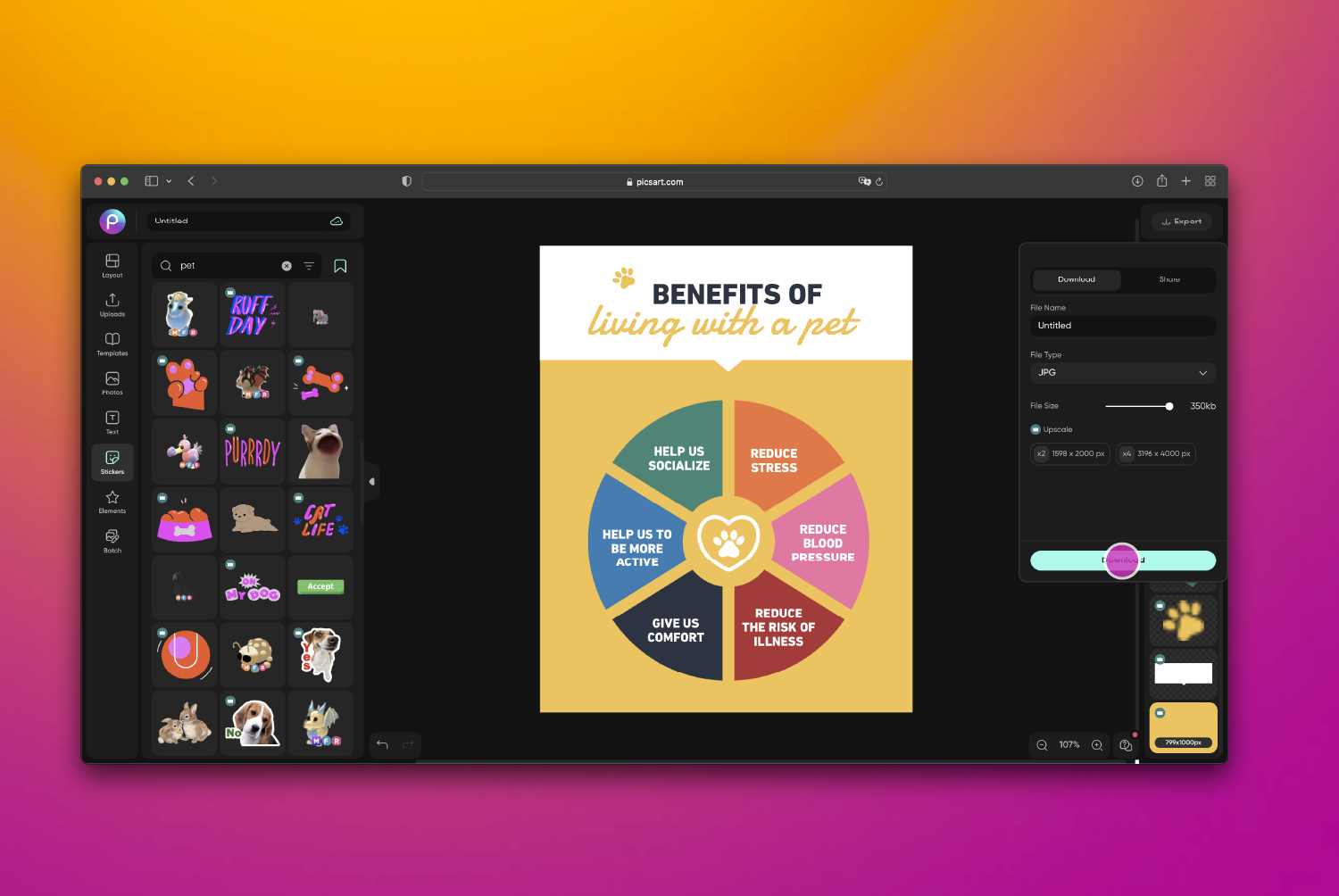 how to export an infographic design in picsart