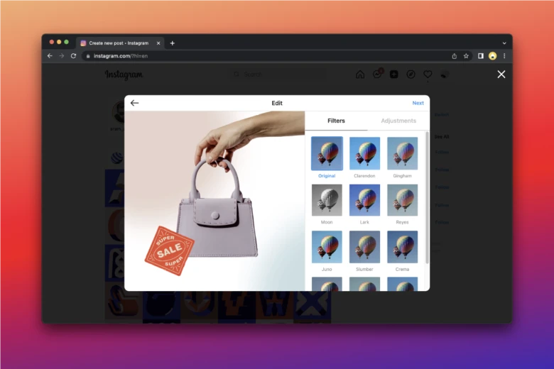 how to post to instagram from the web
