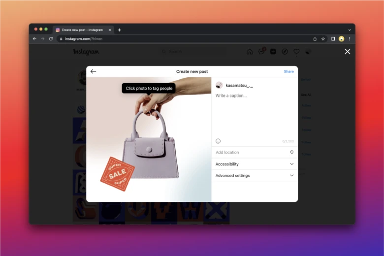 how to post to instagram from a pc example