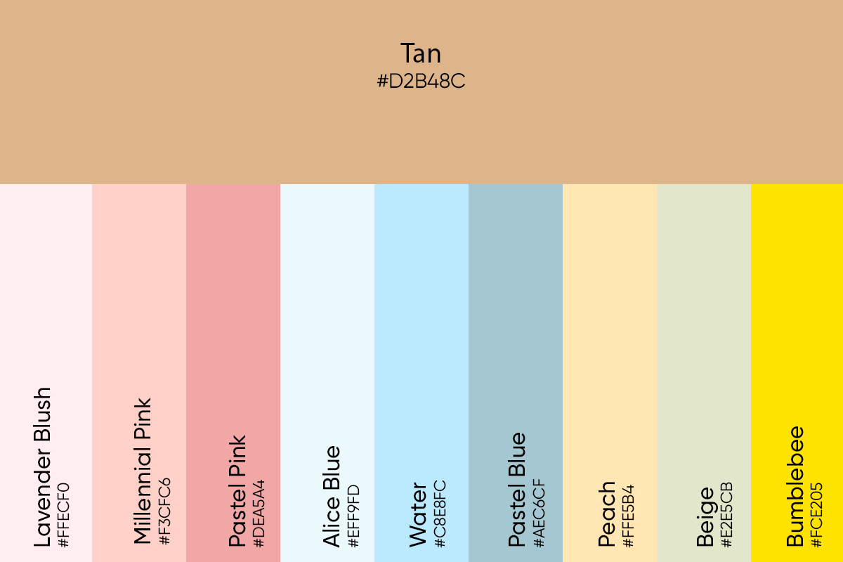 spring pastel themed color palette including tan